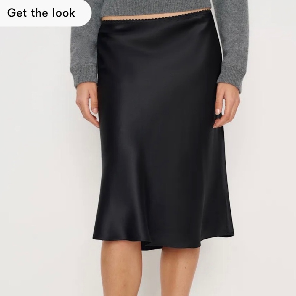 Reformation Black Midi Silk Skirt NWT
